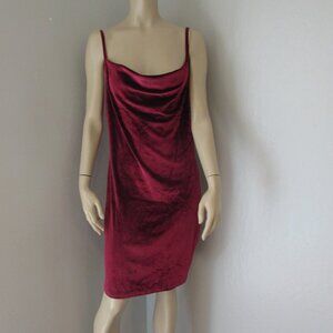 Shein Rose Color Spaghetti Straps Pullover Cowl Neck 1XL Velvet Dress